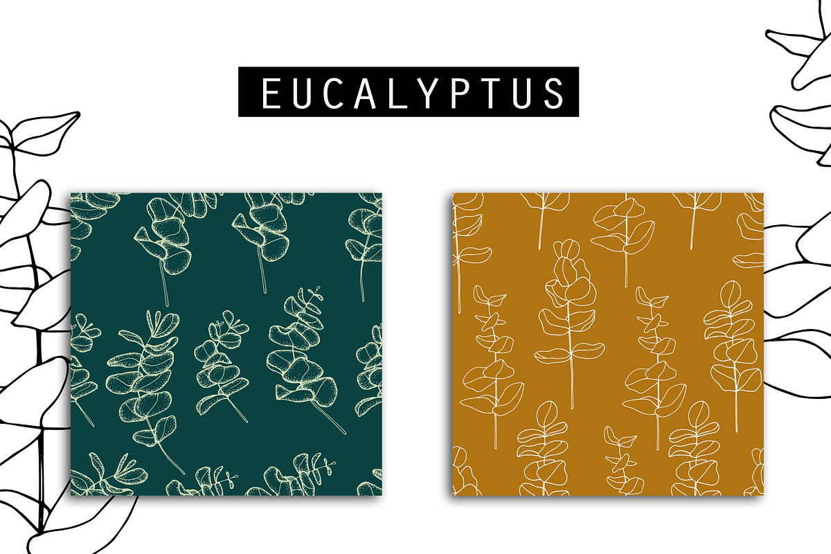 Eucalyptus Digital Paper Pack, a Pattern Graphic by Hand drawn Boutique (Photo 3 of 9)