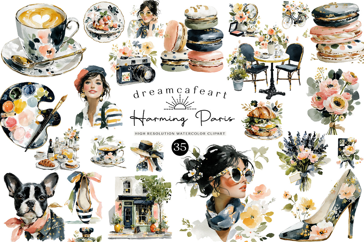 Harming Paris Clipart Collection, an Illustration by DreamCafeArt (Photo 1 of 6)