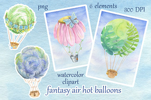 Watercolor Set Fairytale Balloons