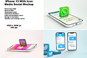 iPhone 13 Mockup Icon Medial Sosial, an iPhone Mockup by 2M GRAPHICS DESIGN (Thumbnail 1 of 9)