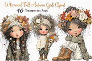 Whimsical Fall Autumn Girls Clipart, a Seasonal Illustration by Craft Nest (Thumbnail 1 of 6)