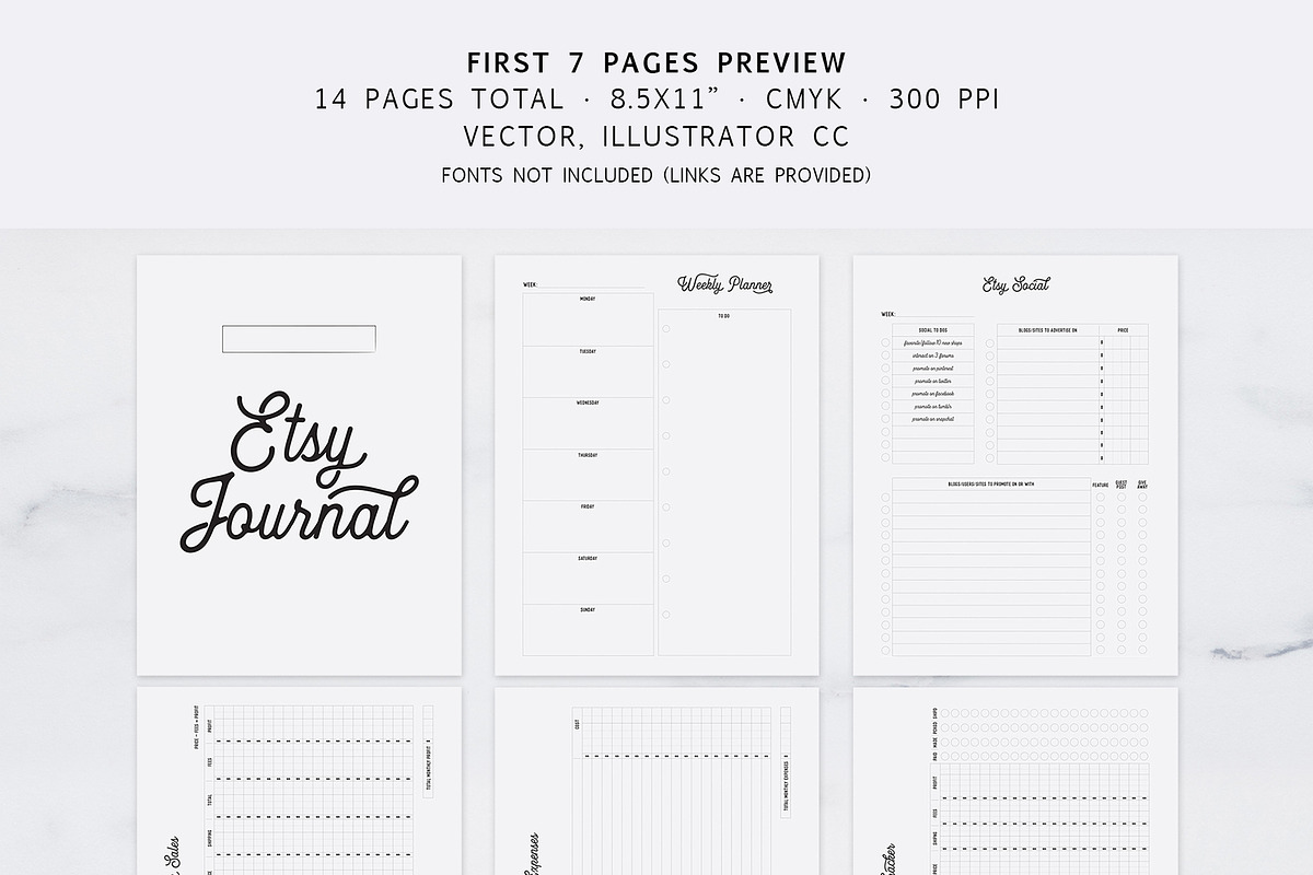 Fully Editable Etsy Journal, a Stationery Template by Cuppakeri (Photo 2 of 7)
