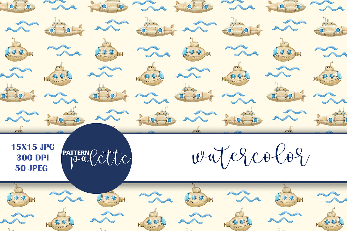 Watercolor Nautical Marine Patterns, a Pattern Graphic by PatternPalette (Photo 12 of 12)