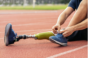 Close up disabled man athlete with