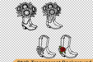 Cowboy Boots Svg, Boots Flowers Svg