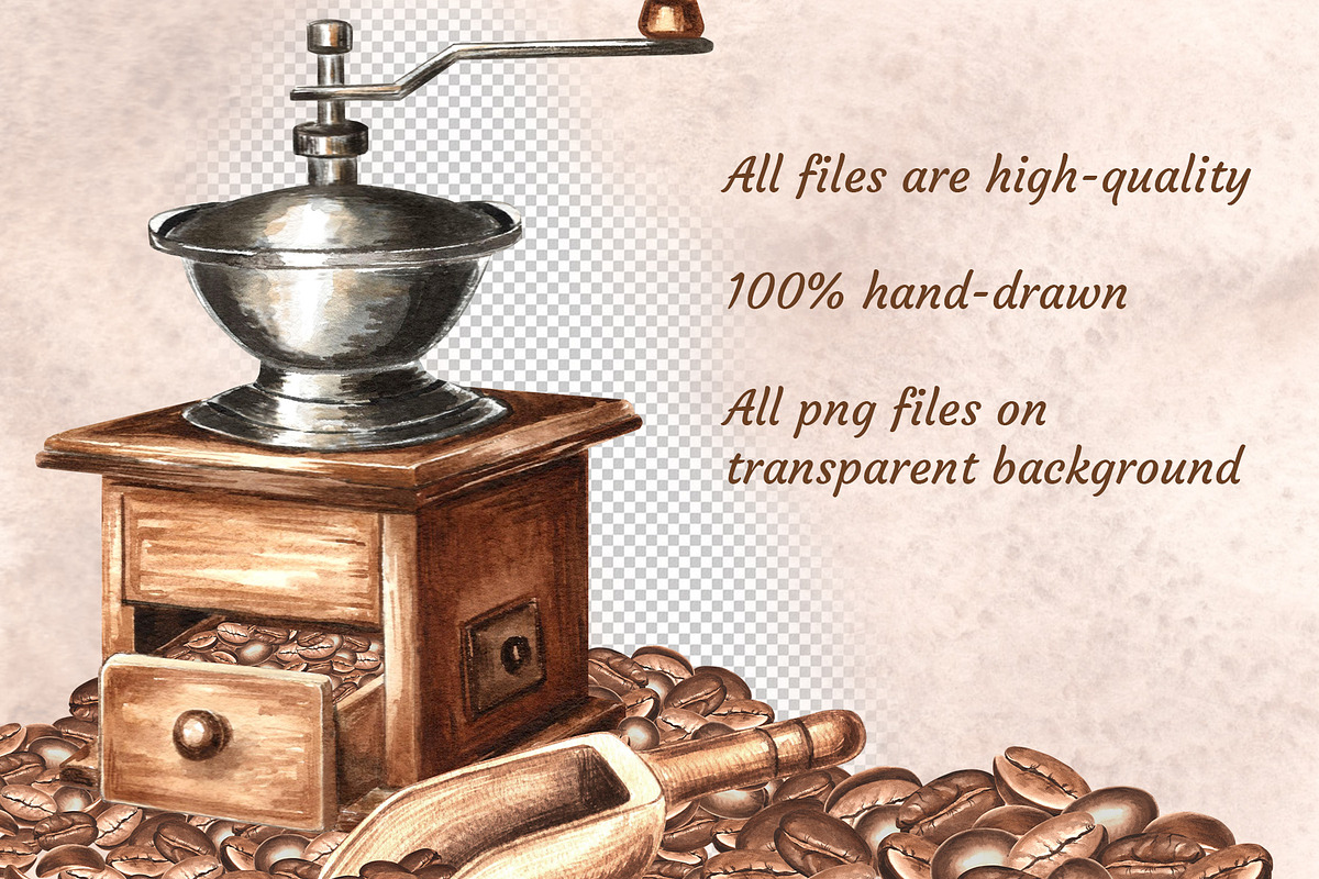 Coffee watercolor clip art set, a Food Illustration by susie-p-art (Photo 5 of 15)