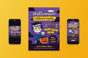 Halloween Costume Party Flyer Set, a Flyer Template by Aiyari Graphic