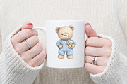 Cute Blue Teddy bear clipart, an Illustration by Watercolor design (Thumbnail 11 of 12)