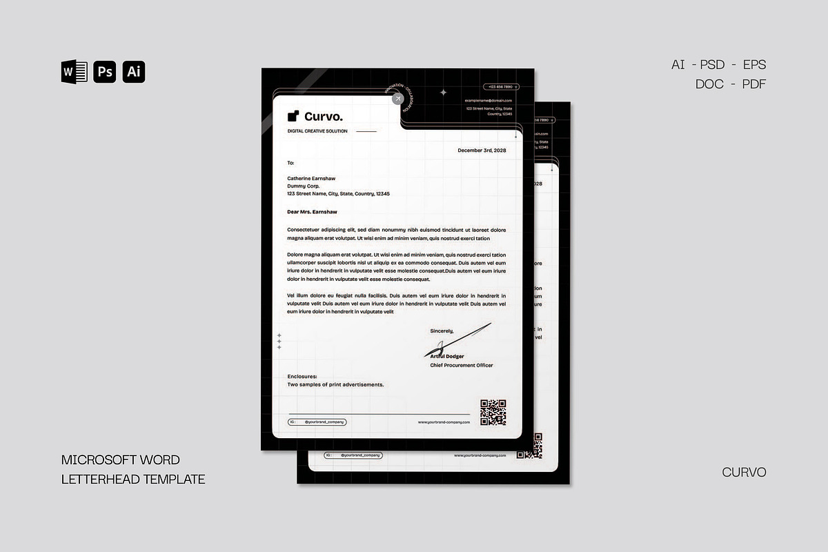Letterhead Template - Curvo
