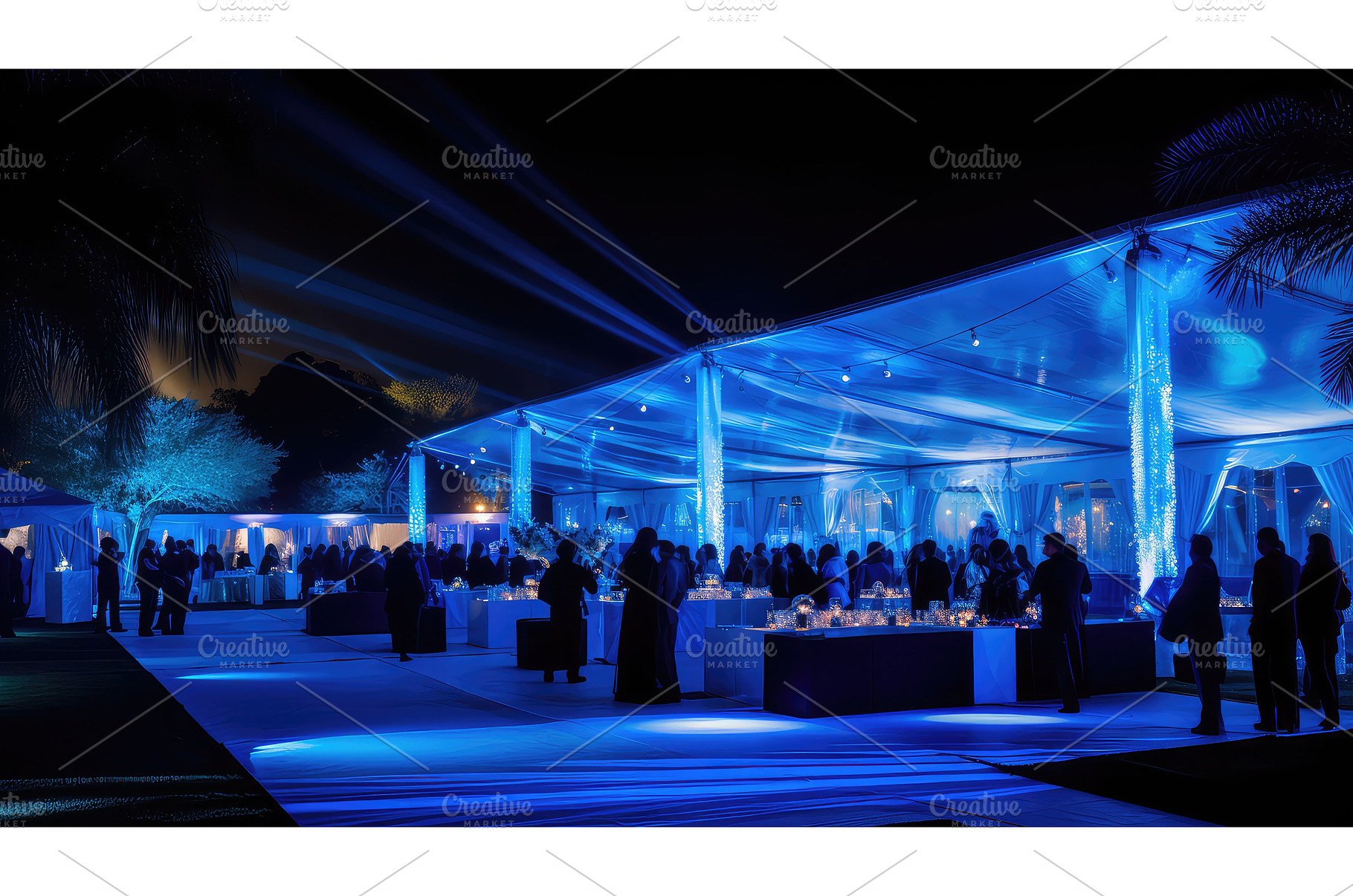 festive blue party background ai, a Food & Drink Photo by pikepicture