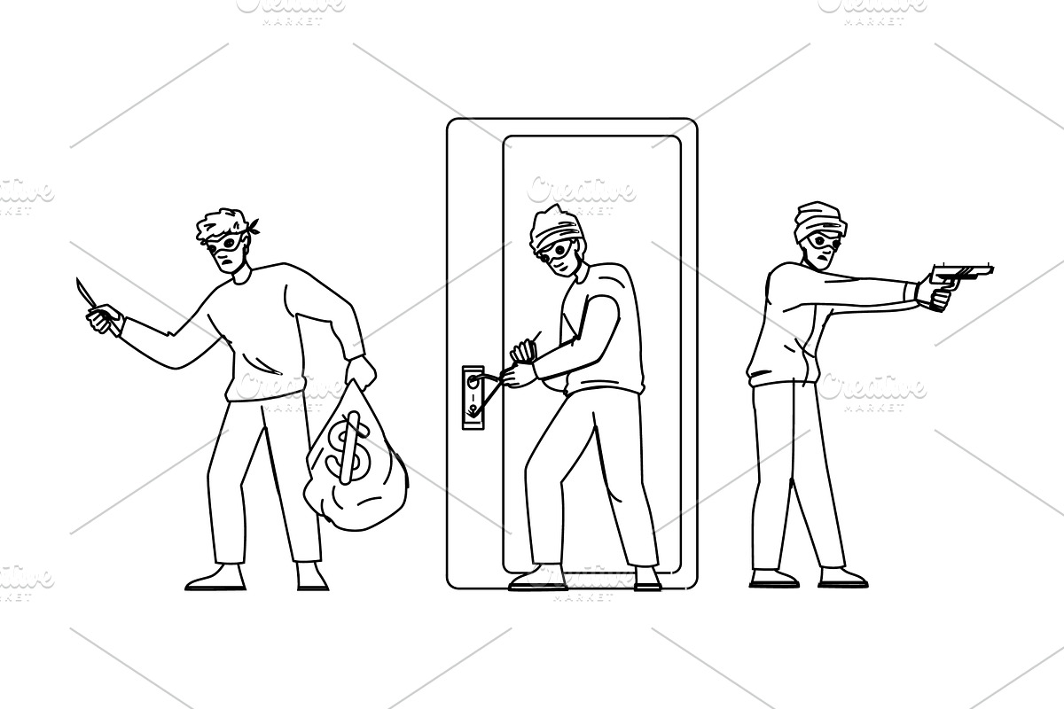 mask robber vector, a Person Illustration by pikepicture