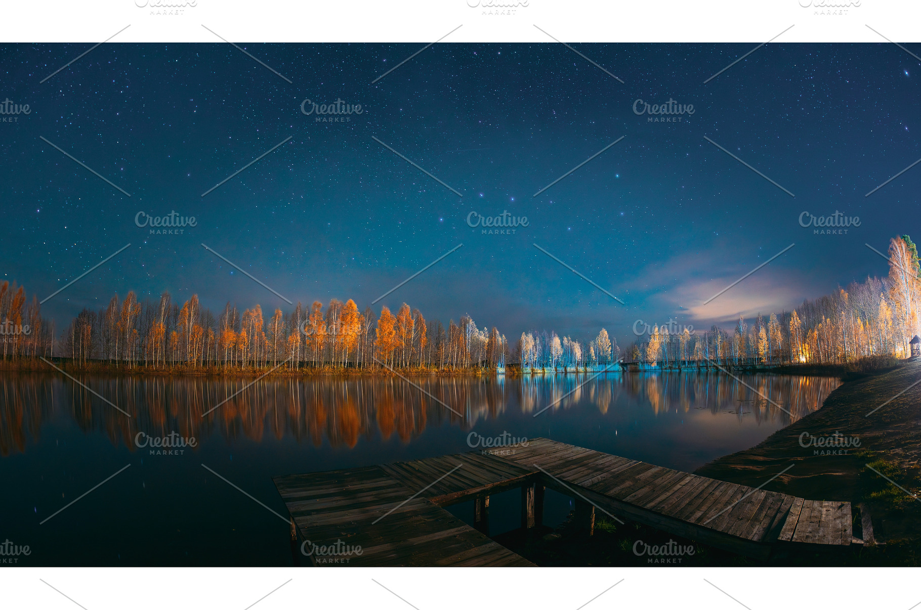 Autumn Night Lake with Starry Sky, a Nature Photo by Our Amazing World
