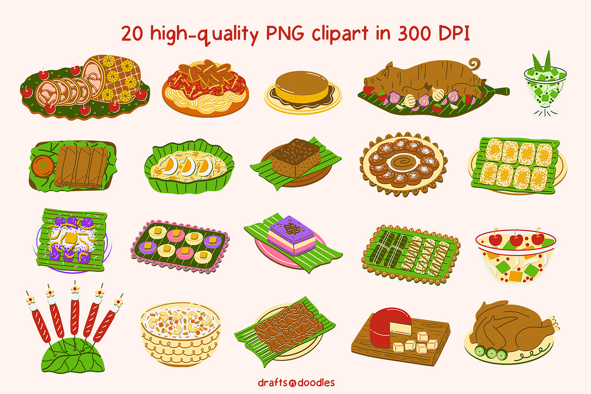 Filipino Christmas Feast Clipart Set, a Food Illustration by Drafts n Doodles (Photo 2 of 3)