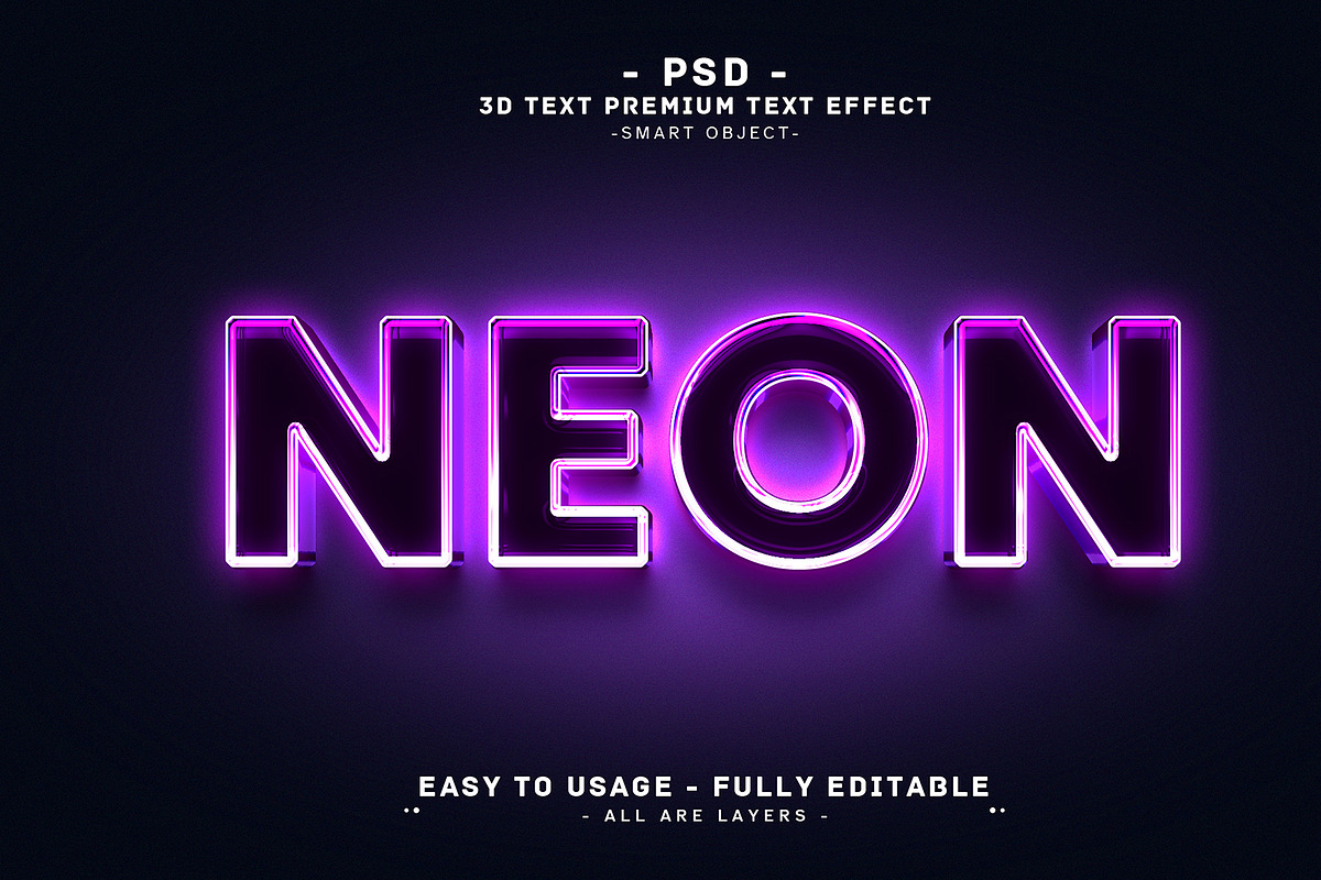 Neon editable 3D text effect style, a Layer Style Add-On by Md Jahidul99