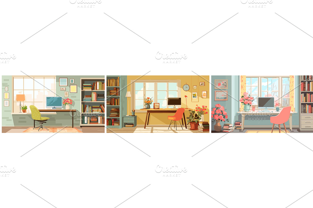 office home background set, an Object Illustration by Stock-Smart-Start