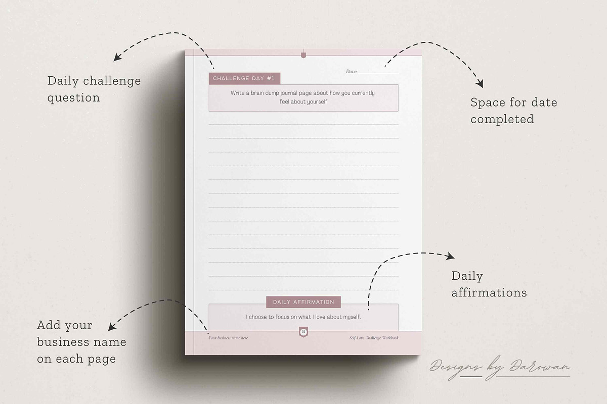Self-Love Challenge Workbook | Canva, a Magazine Template by Designs by Darowan (Photo 4 of 10)