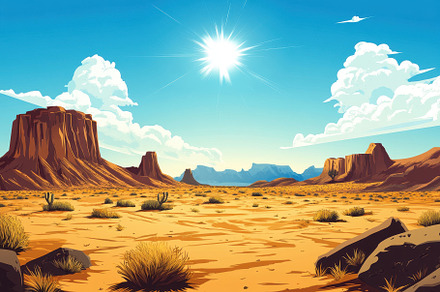 Expansive desert landscape with rock, a Photo by Iftikhar Alam
