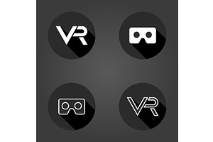 Black and white Flat Icons With VR, an Icon by FineArtStudio