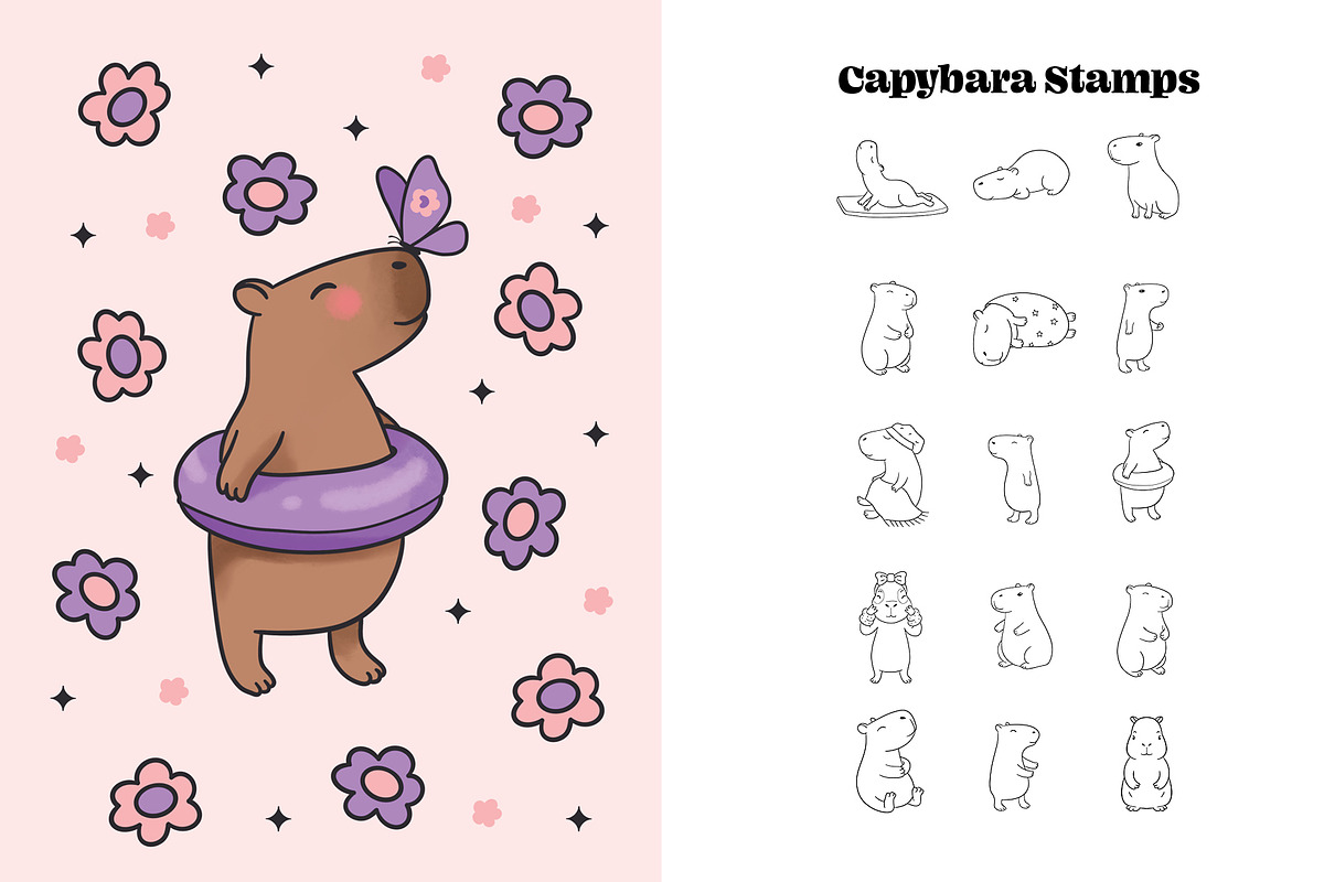 Capybara Days for Procreate, a Brush Add-On by Pencil Twist (Photo 2 of 9)