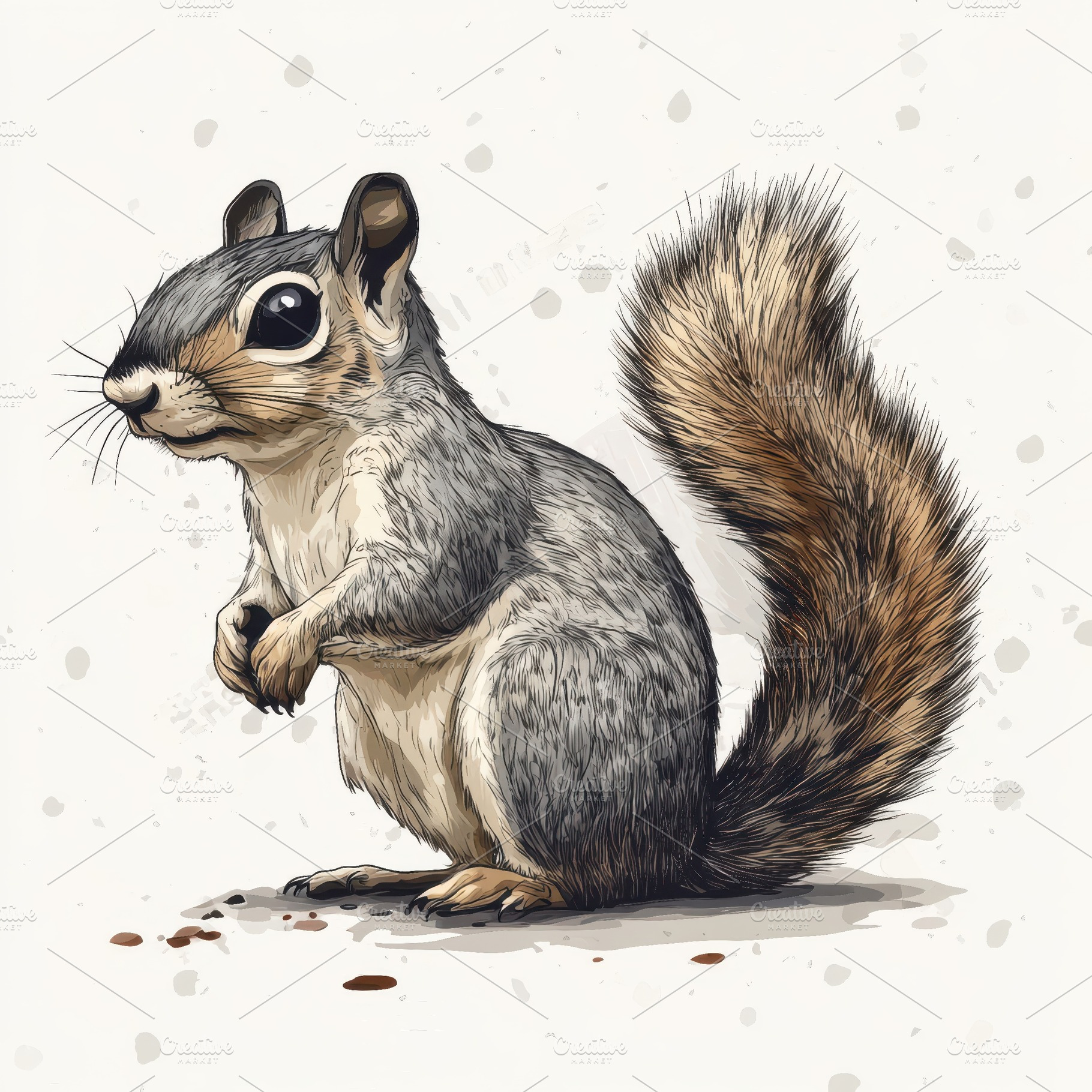 Adorable Squirrel Portrait Artistic, an Animal Photo by Pixeness Studio