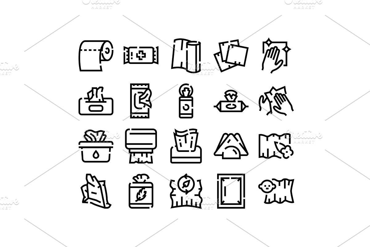 Hygiene paper products line art, an Object Illustration by pikepicture