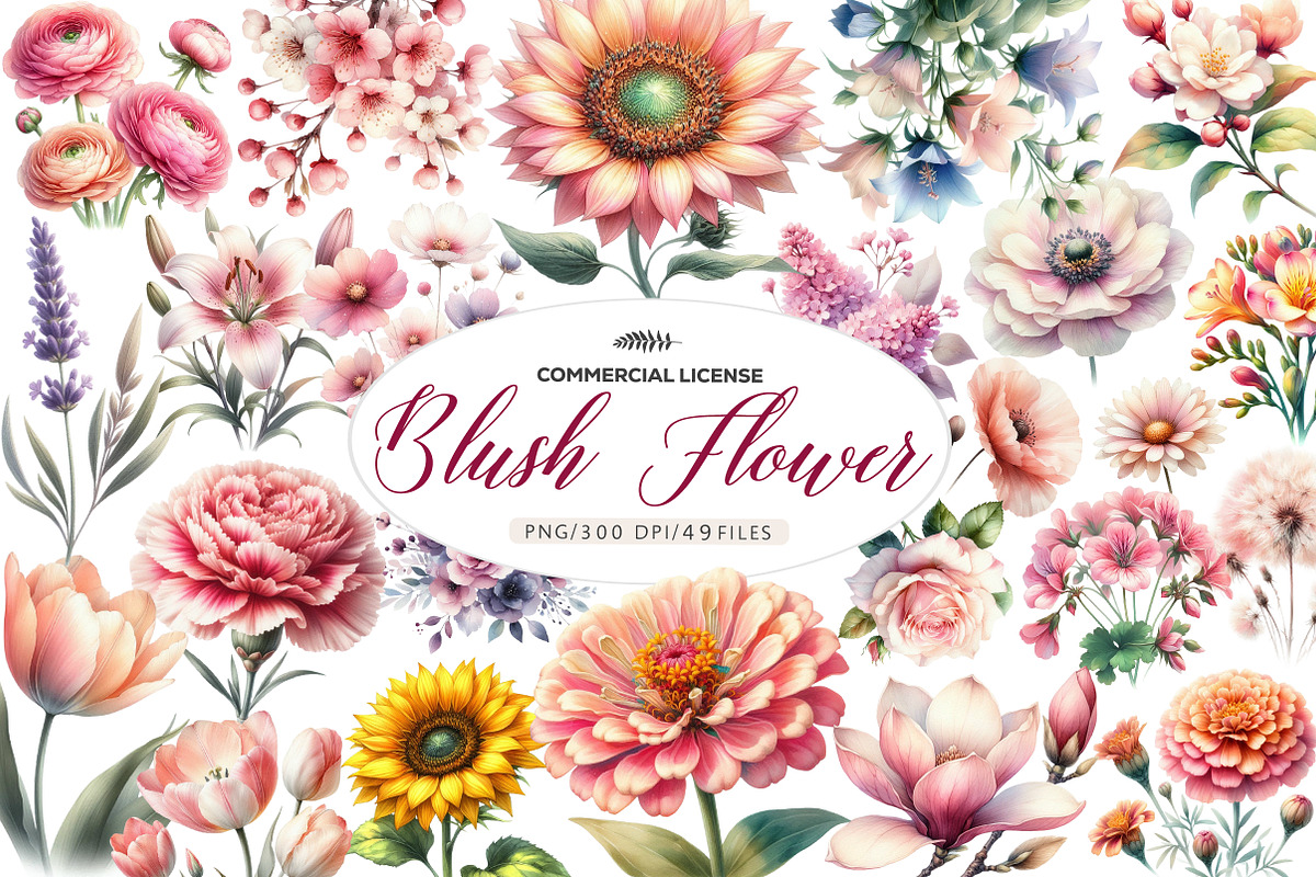 Blush Flower clipart, an Illustration by CreationArt (Photo 1 of 4)