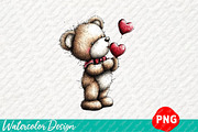 Valentine Teddy Bear Clipart, an Illustration by Watercolor design (Thumbnail 3 of 4)