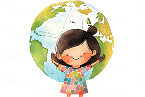 Cartoon Kids Traveling Vacation PNG