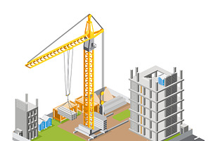 Construction site with crane., an Object Illustration by Booblgum