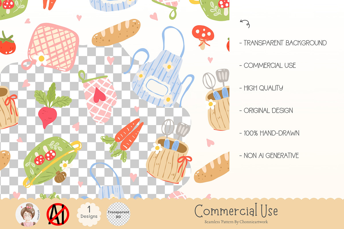 Cottagecore Kitchen Pattern, a Pattern Graphic by Chonnieartwork (Photo 2 of 5)