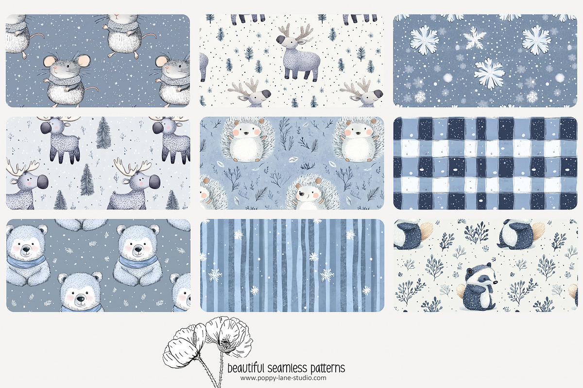 80 winter animals seamless pattern, a Pattern Graphic by Poppy Lane Studio (Photo 6 of 11)