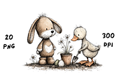 Whimsical Floral Bunny and Duck, an Animal Illustration by GiraffeCreative (Thumbnail 18 of 20)