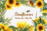 Sunflowers Watercolor Set, a Food Illustration by BarvArt (Thumbnail 1 of 15)