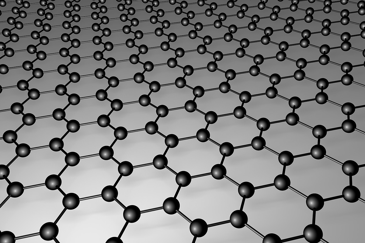 Carbon grid of graphene structure, a Technology Illustration by Edgieus