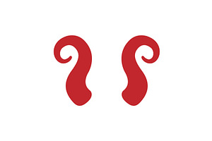Red curled devil horns. Cartoon, an Animal Illustration by GraphiShop