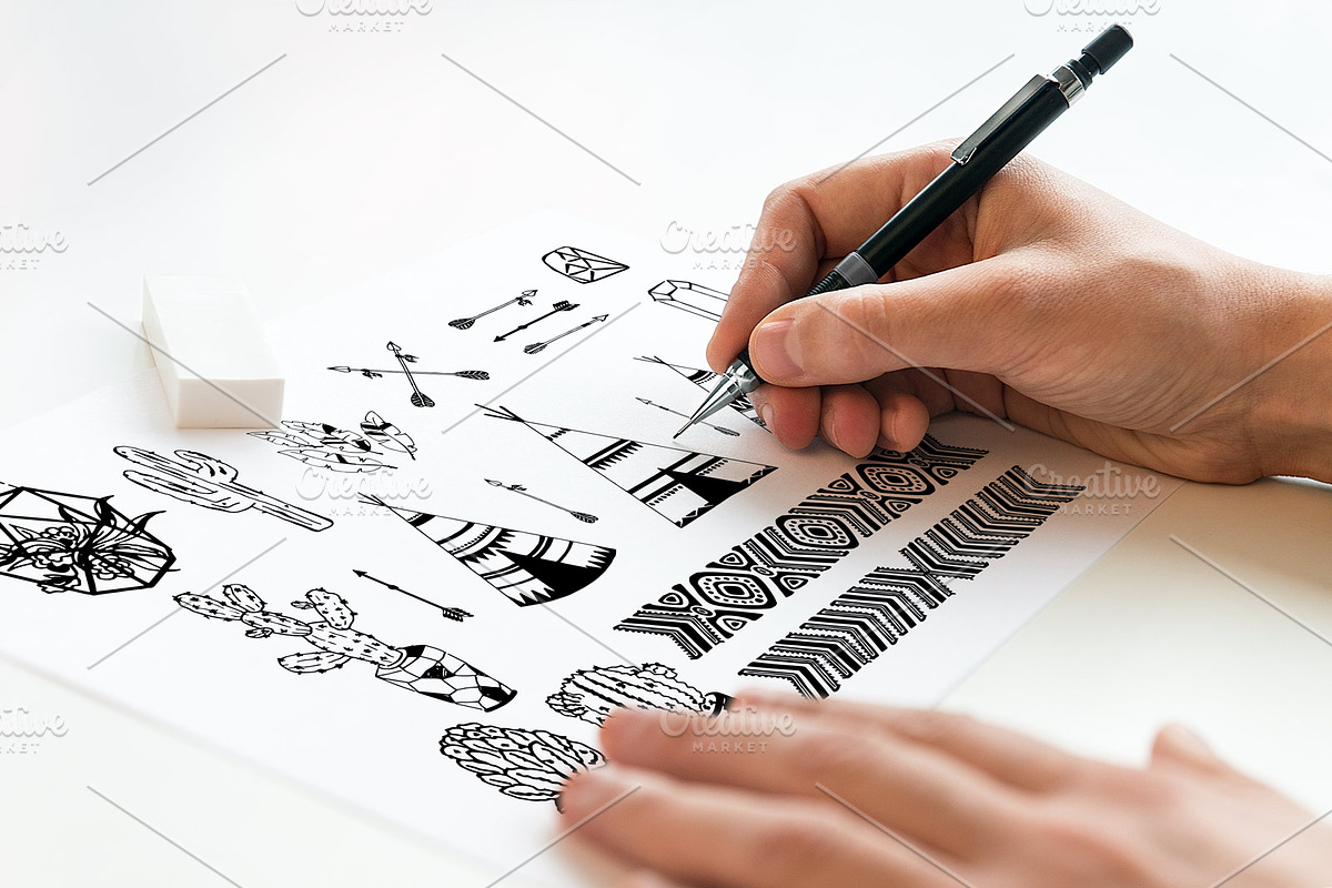 Tribal - Hand Drawn design elements, an Illustration by DigitalCloud (Photo 4 of 5)