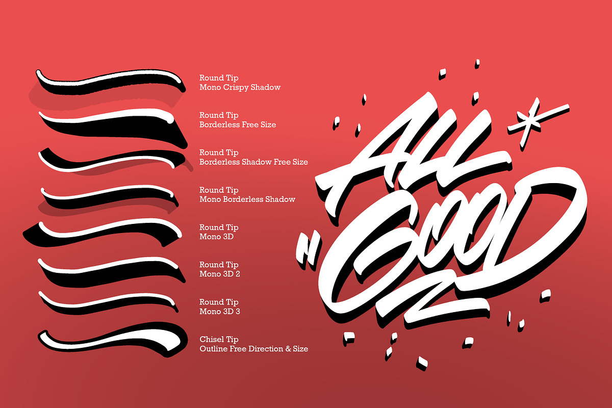 3D Lettering & Outline brush pack, a Brush Add-On by Bakeroner (Photo 6 of 9)