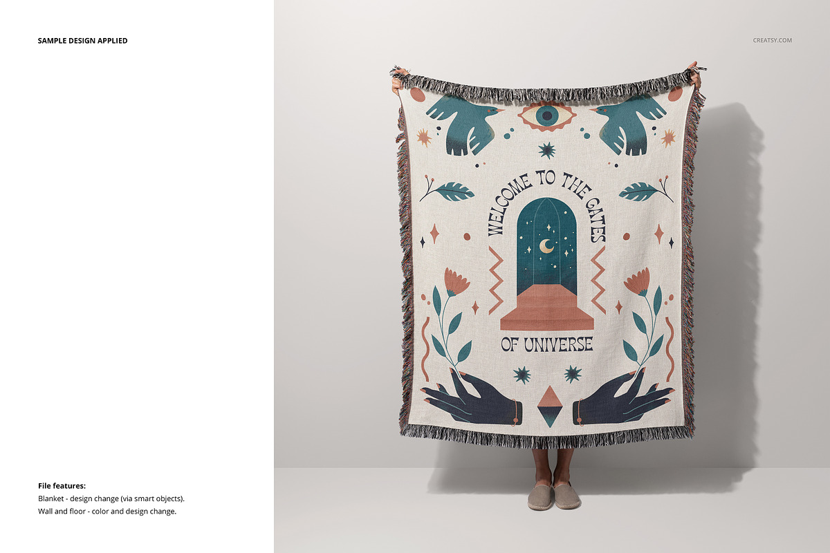 Fringed Woven Throw Blanket Mockup 5, a Household Mockup by creatsy5 (Photo 8 of 12)