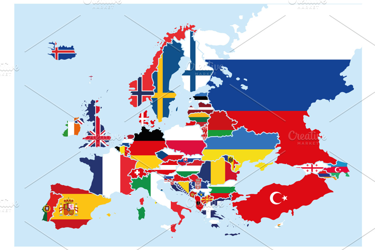Flags Europe Map, an Education Illustration by asantosg (Photo 1 of 2)