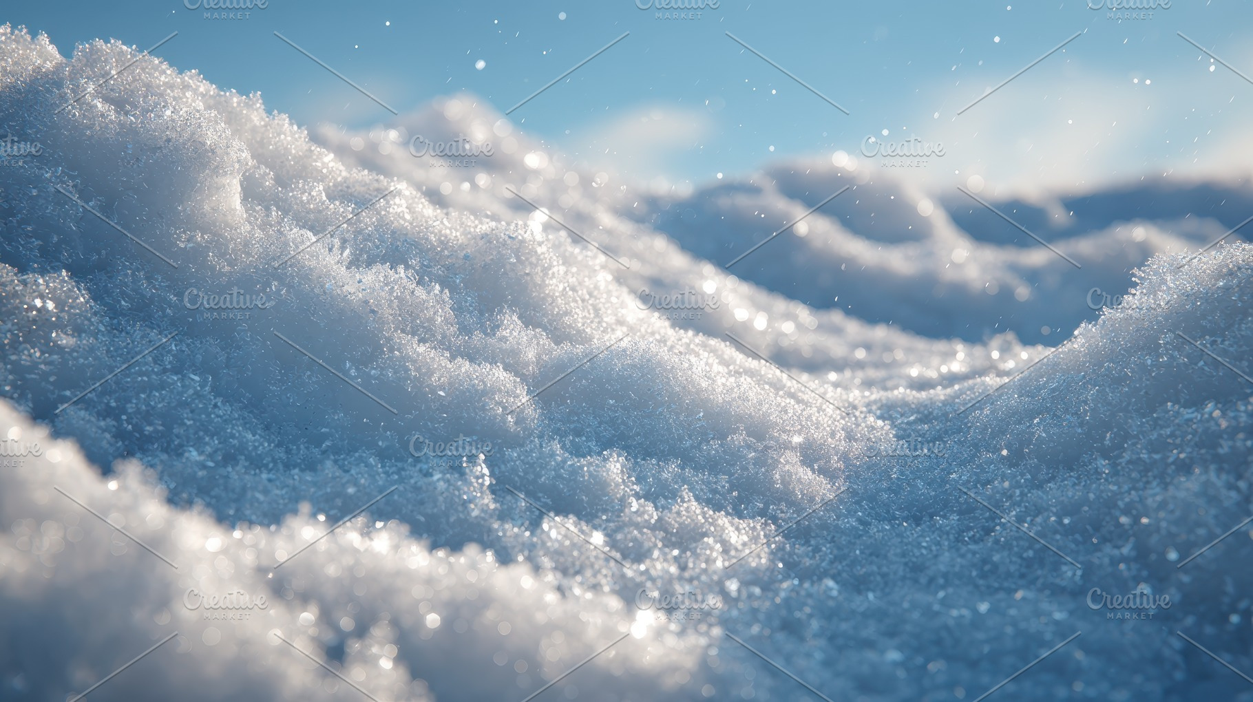 Sparkling Snow Under Blue Sky Winter, a Photo by Pixeness Studio