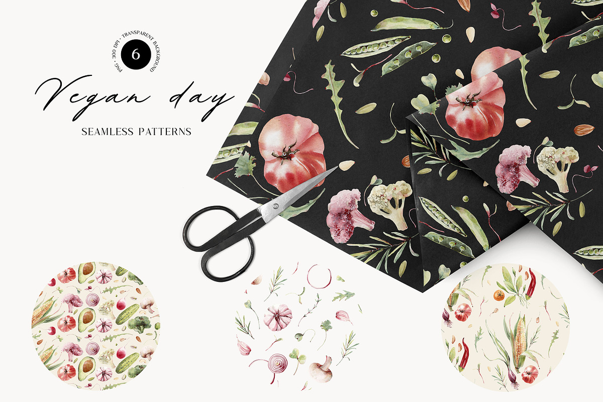 VEGAN DAY Watercolor set, a Food Illustration by Lemaris (Photo 9 of 10)