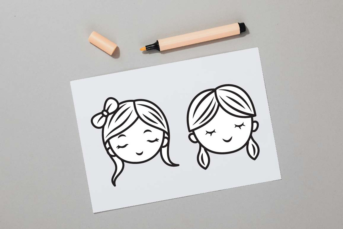 25 Girl Face Character in Line Art, a Person Illustration by jongcreative (Photo 4 of 8)