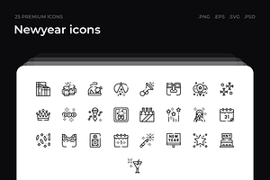 Newyear icons, an Outline Icon by Wencory