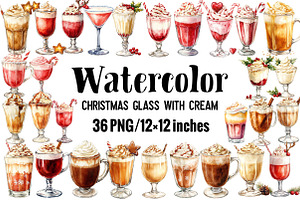 Christmas Glass with Cream, an Illustration by Design Market