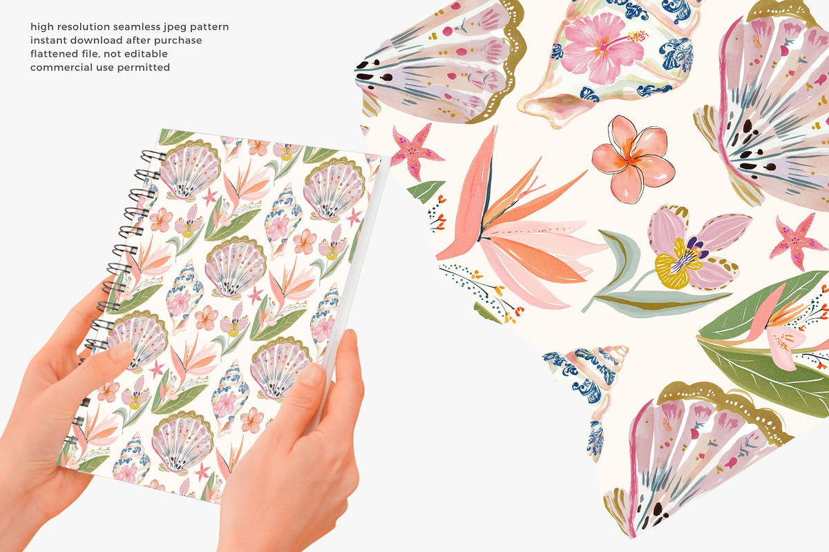 chinoiserie seashell pattern, a Pattern Graphic by Pink Studio Art (Photo 4 of 4)