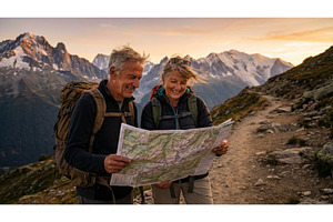 Couple With Map in Mountains, a Nature Photo by CREATIVEDEF