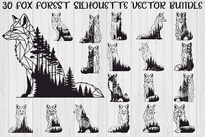 Fox Forest Silhouette Vector Bundle, an Illustration by Creativeshirt