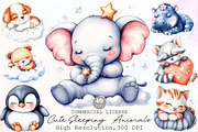 Cute Sleeping Animals Clipart, an Illustration by Sublimation Artist (Thumbnail 1 of 6)