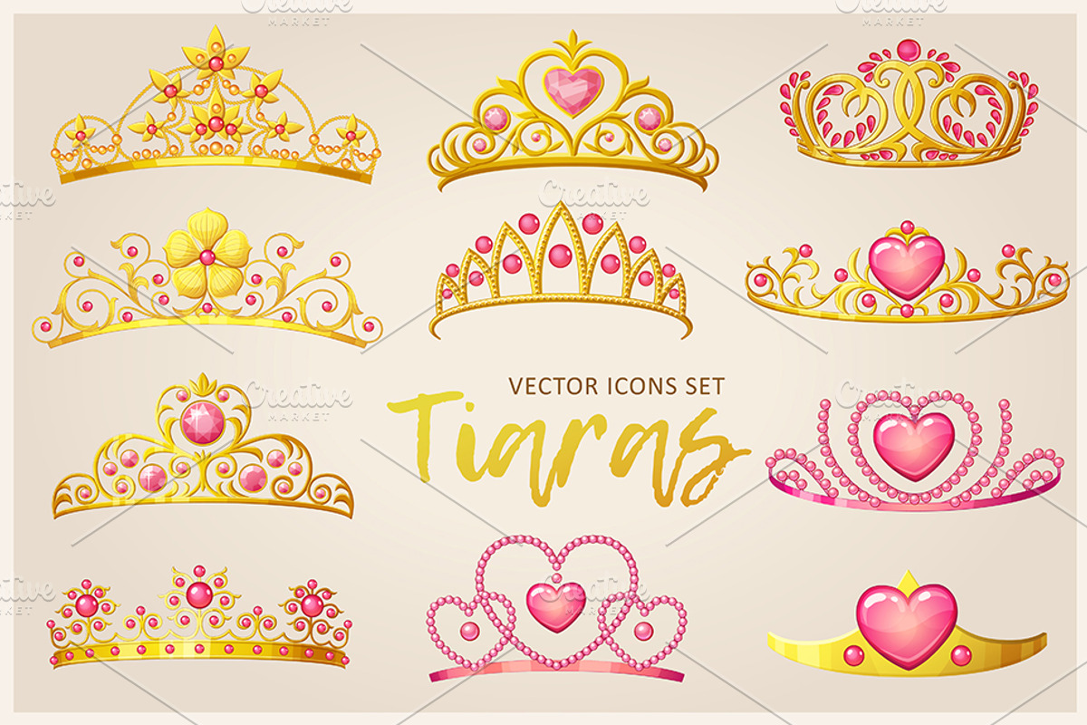 Princess tiaras vector set, an Illustration by Ann-zabella