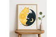 Sun and Moon Yin Yang Cats Wall Art, a Background Graphic by LaseredNinja (Thumbnail 4 of 7)